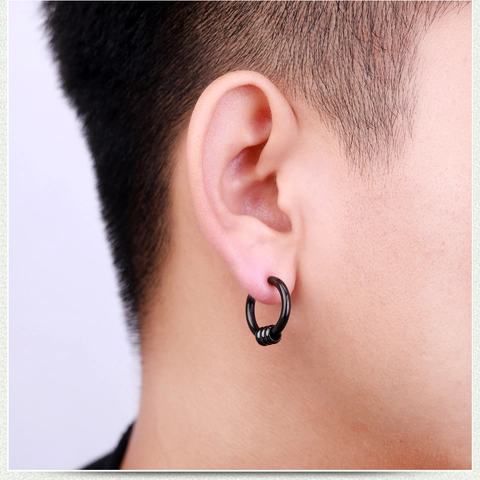 Pendientes de Aro Minimalistas de Acero Inoxidable para Hombre Mujer Clip de Oreja Sin Perforación Pendientes Huggie Con Tres Anillos Pequeños