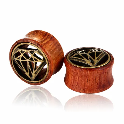 Retro Orecchini in Lega Legno Ear Plugs Gauges Geometrico Diamante Cavo per Uomo Donna Gioielli per il Corpo