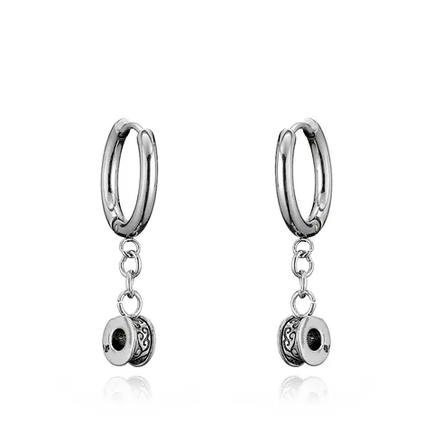 Orecchini a Cerchio Unisex in Acciaio Inossidabile Con Pendente a Cilindro Vintage Punk Gioielli Industriali Per Uomo Donna