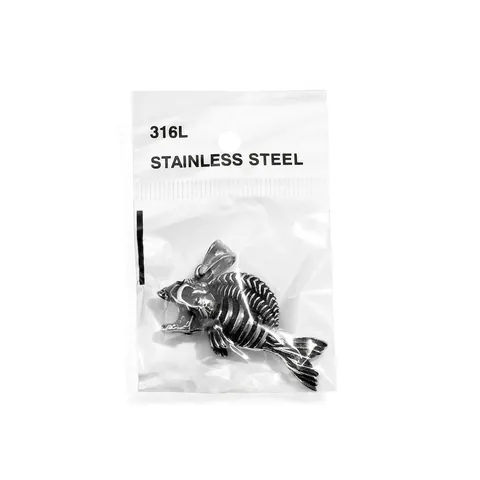 Vintage Piranha Fishbone Skeleton Pendant Necklace Hip Hop Punk Gothic Titanium Steel Jewelry For Men Boys No Chain Included