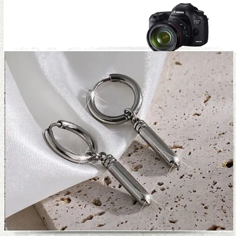 Punk Hip Hop Rock Bullet Dumbbell Stud Earrings Stainless Steel Hoop Drop Earrings For Men Unisex Fashion Jewelry Gift