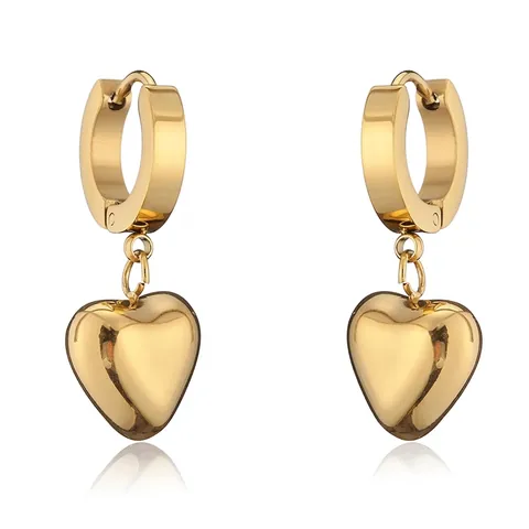 Punk Hip Hop Titaniumstaal Hart Hanger Oorringen Voor Vrouwen Hooggepolijst Goud Zilver Roestvrij Staal Oorsteker Rock Sieraden