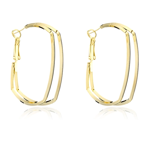 Moderne Doppellagige Geometrische Creolen Für Damen Gold Silber Strass Eingelegt Stilvoller Nachtclub Schmuck Zubehör