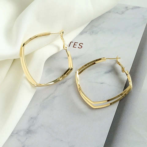 Moderne Doppellagige Geometrische Creolen Für Damen Gold Silber Strass Eingelegt Stilvoller Nachtclub Schmuck Zubehör