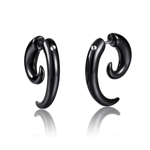 Orecchini a Bottone a Spirale di Lumaca in Acrilico Nero Orecchini a Forma di Corno Punk Retrò per Uomo Donna Gioielli