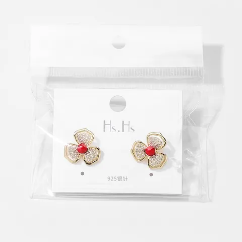 Elegant Retro Flower Stud Earrings With 925 Sterling Silver Earring Post Red Artificial Pearl Rhinestone Inlaid Gold Alloy Jewelry For Women