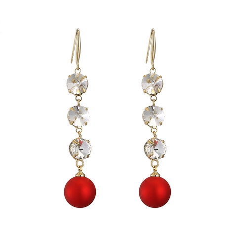Pendientes Colgantes de Aleación Vintage Retro Elegantes con Strass y Perla Artificial Borla Larga Geométricos para Mujer Joyería