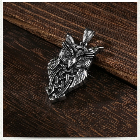 Collana Pendente Gufo in Acciaio Inossidabile Vintage Nodo Celtico Argento Antico Ossidato Gioielli Animali Uomo Donna