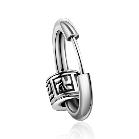Orecchini a Cerchio in Acciaio al Titanio Minimalisti Con Motivo Manji Vintage Perla Scorrevole Stile Punk Gioielli Unisex