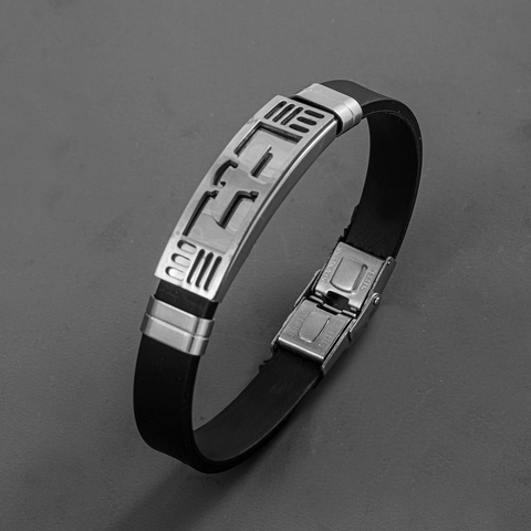 Herren Mode Edelstahl Silikon Armband Individuell Hohles Geometrisches Adlermuster Punk Hip Hop Schmuck Armreif Geschenk