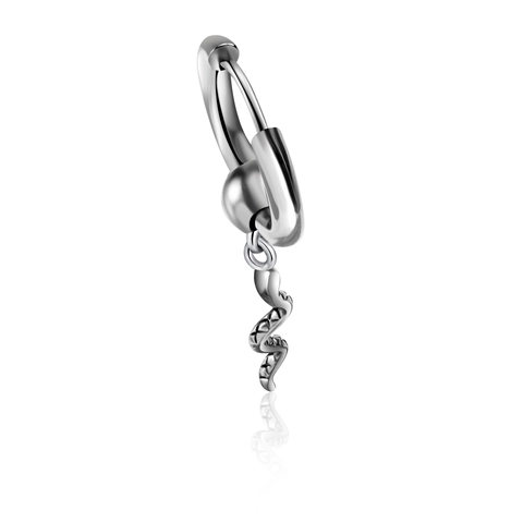 Pendiente de Aro con Colgante de Serpiente de Acero Inoxidable Unisex Estilo Punk Gótico Color Plata Joyería Animal