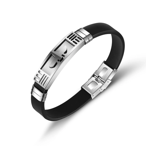 Herren Mode Edelstahl Silikon Armband Individuell Hohles Geometrisches Adlermuster Punk Hip Hop Schmuck Armreif Geschenk