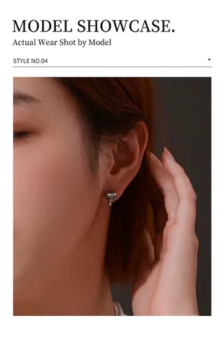 Orecchini a Bottone a Cuore in Acciaio al Titanio Minimalista per Donna Stile Coreano Gioielli in Argento Lucido Accessori