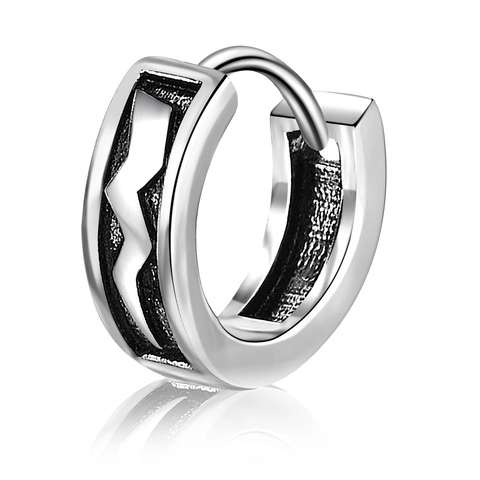 Titanstahl Blitz Zickzack Huggie Hoop Ohrringe Für Damen Herren Punk Hip Hop Antik Silber Metall Ohrring Schmuck
