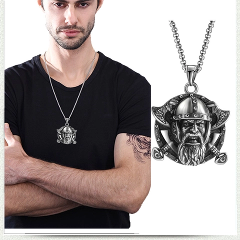 Vintage Viking Warrior Angel Cross Shield Pendant Necklace Stainless Steel Retro Titanium Steel Ethnic Jewelry For Men Women