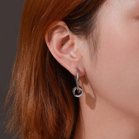 Vintage Gothic Cross Titanium Steel Hoop Earrings For Men Women Retro Punk Industrial Style Silver Jewelry Individual Earring