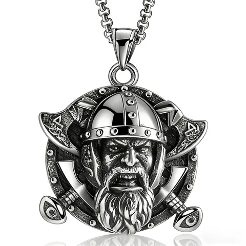 Vintage Viking Warrior Angel Cross Shield Pendant Necklace Stainless Steel Retro Titanium Steel Ethnic Jewelry For Men Women