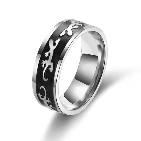 Anillo de Acero de Titanio Vintage para Hombre Patrón de Hoja de Vid Retro Pulido Punk Band Ring Joyería de Moda Masculina