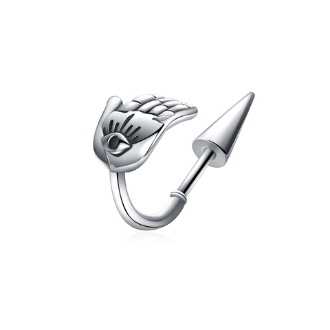 Pendientes de Botón de Acero de Titanio Mano de Fátima Ojo Malvado Picos Punk Gótico U Curved Bar Piercing Joyería para Hombre Mujer Plata