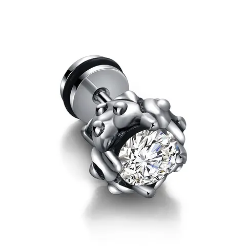 Punk Titanium Staal Kroon Strass Oorknopje Individueel Gothic Roestvrij Staal Sieraden Individuele Stud Voor Mannen Vrouwen