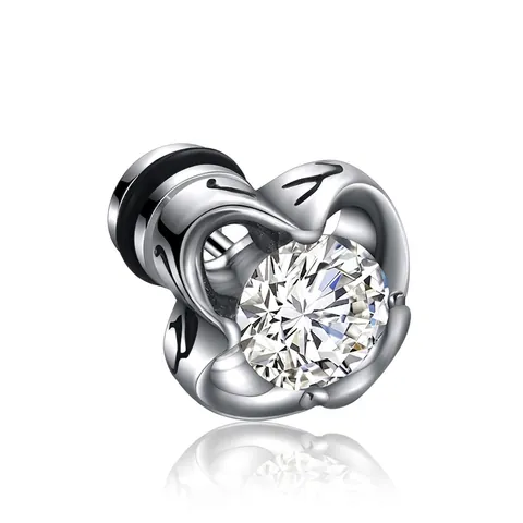 Vintage Krone Titanstahl Ohrstecker Für Herren Damen Silber Punk Strass Eingelegt Gothic Einzelohrring Schmuck