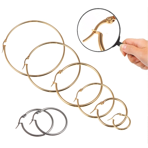 Orecchini a Cerchio in Acciaio Inossidabile per Donna Eleganti Minimalisti Geometrici Grandi Cerchi Lucidi Accessori Quotidiani