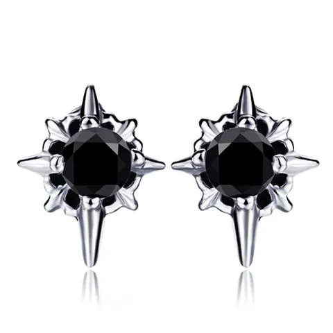 Titanium Steel Zirconia Star Stud Earrings Hip Hop Punk Gothic Rock Cross Starburst Inlaid Zirconia Ear Piercing Jewelry For Men Women