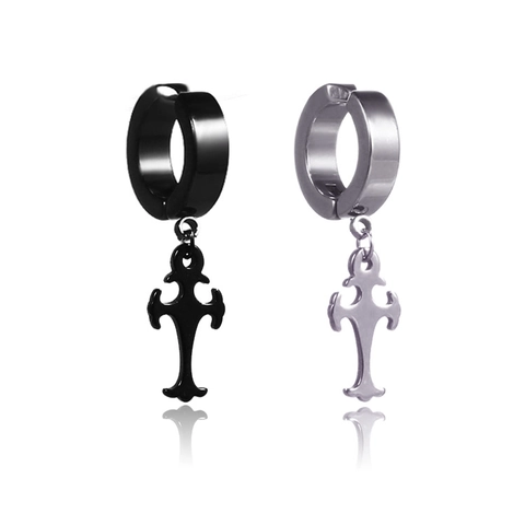 Stainless Steel Cross Triangle Ear Cuffs Non Pierced For Men Women Gothic Punk Artificial Pearl Clip On Hoop Earrings Jewelry