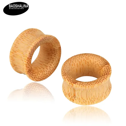 Dilatatori Orecchio Cavi in Bambù Naturale Double Flare Legno Flesh Tunnel Piercing Gioielli per il Corpo per Uomo Donna Unisex Stile Ins