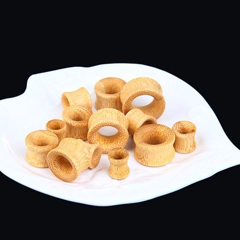 Dilatatori Orecchio Cavi in Bambù Naturale Double Flare Legno Flesh Tunnel Piercing Gioielli per il Corpo per Uomo Donna Unisex Stile Ins