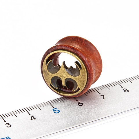 Retro Holz Ohrstöpsel Tunnel Gauges Legierung Fledermaus Muster Inlay Gothic Punk Körper Piercing Schmuck Unisex Dehnbare Ohrstecker