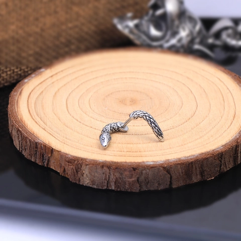Vintage Titanium Steel Snake Stud Earring For Women Men Punk Personalized Serpent Ear Wrap Gothic Jewelry Accessory Silver Color