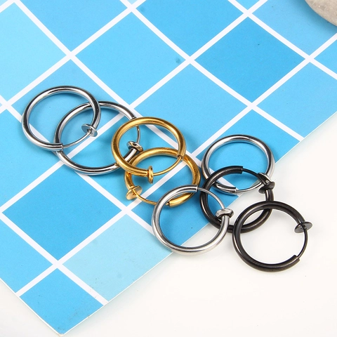Orecchini a Clip in Acciaio Inossidabile Senza Buco per Uomo Donna Cerchi a Clip con Molla Minimalisti Tondi Finto Piercing Gioielli di Moda Regalo