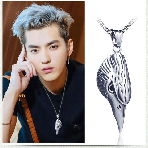 Retro Titanium Steel Eagle Head Bird Skull Pendant Necklace Hip Hop Punk Gothic Jewelry For Men Antique Silver Necklace