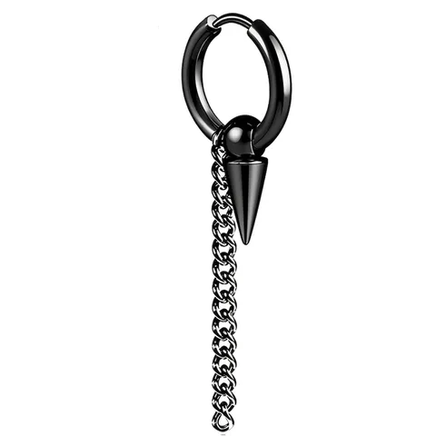 Orecchini a Cerchio Punk in Acciaio Inossidabile con Catena e Punta per Uomo Donna Unisex Gioielli Streetwear Geometrici