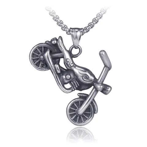 Collar con Colgante de Motocicleta de Acero Inoxidable Retro para Hombre Joyas de Punk Biker Hip Hop Cadena de Caja Regalo