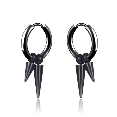 Punk Spike Creolen Aus Edelstahl Für Herren Damen Schwarz Silber Gothic Rock Clip On Ohrclip Quasten Ohrringe Schmuck