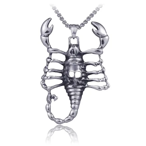 Gothic Stainless Steel Scorpion Pendant Necklace With Skull Detail Retro Punk Hip Hop Scorpion King Necklace Jewelry For Men