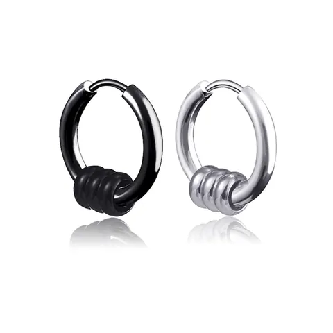 Pendientes de Aro Minimalistas de Acero Inoxidable para Hombre Mujer Clip de Oreja Sin Perforación Pendientes Huggie Con Tres Anillos Pequeños