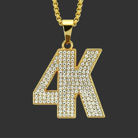 Collana con Pendente 4K Iced Out in Lega Placcata Oro con Strass Pave Gioielli Hiphop Alfabeto per Uomo Accessorio Nightclub