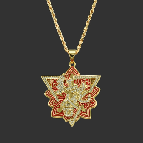 Hip Hop Alloy Rhinestone Enamel Hexagram Pendant Necklace With Rope Chain Street Streetwear Party Jewelry For Men Women