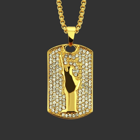 Collana con Pendente Statua della Libertà Hip Hop Iced Out Gioielli in Lega di Lusso con Strass e Catena a Box per Uomo Donna