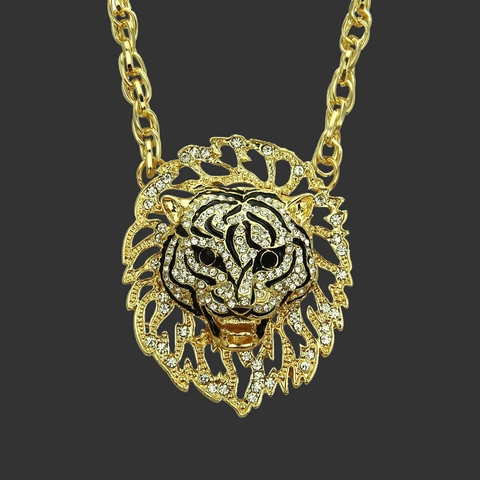 Collana Con Ciondolo Testa Di Tigre In Strass Hip Hop In Lega Catena A Torsione Gioielli Di Moda Streetwear Per Uomo Donna