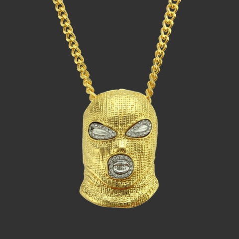 Heren Hip Hop Bivakmuts Masker Hanger Ketting Goud Zilver Verguld Legering Strass Cubaanse Schakelketting Street Sieraden Cadeau