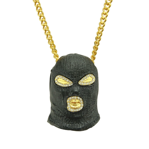 Heren Hip Hop Bivakmuts Masker Hanger Ketting Goud Zilver Verguld Legering Strass Cubaanse Schakelketting Street Sieraden Cadeau
