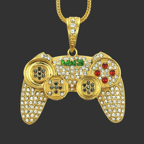 Collana con Ciondolo Controller di Gioco in Lega Hip Hop Gioielli Statement con Strass a Forma di Joystick per Uomo