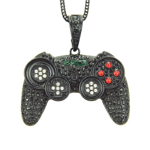 Collana con Ciondolo Controller di Gioco in Lega Hip Hop Gioielli Statement con Strass a Forma di Joystick per Uomo