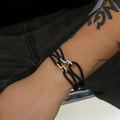 Bracciale da Uomo Minimalista in Cordino Milano Con Fibbia in Lega Intrecciata Hip Hop Bracciale in Corda Nera Regolabile