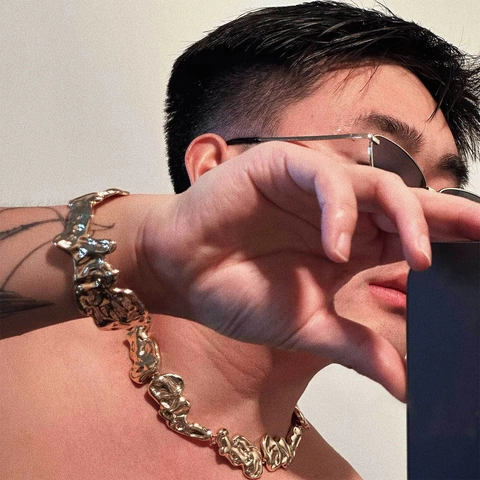 Herren Flüssigmetall Unregelmäßige Halskette Lava Textur Legierung Hip-Hop Schmuck Gold Silber Punk Stil Armband Zubehör