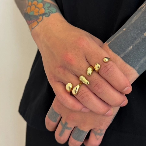 Minimalistische Legierung Flüssigmetall Ringe Für Herren Organische Wassertropfen Form Geometrische Statement Finger Schmuck Zubehör Poliert